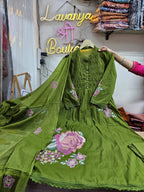 Cotton Suit Set with Embroidery lace work