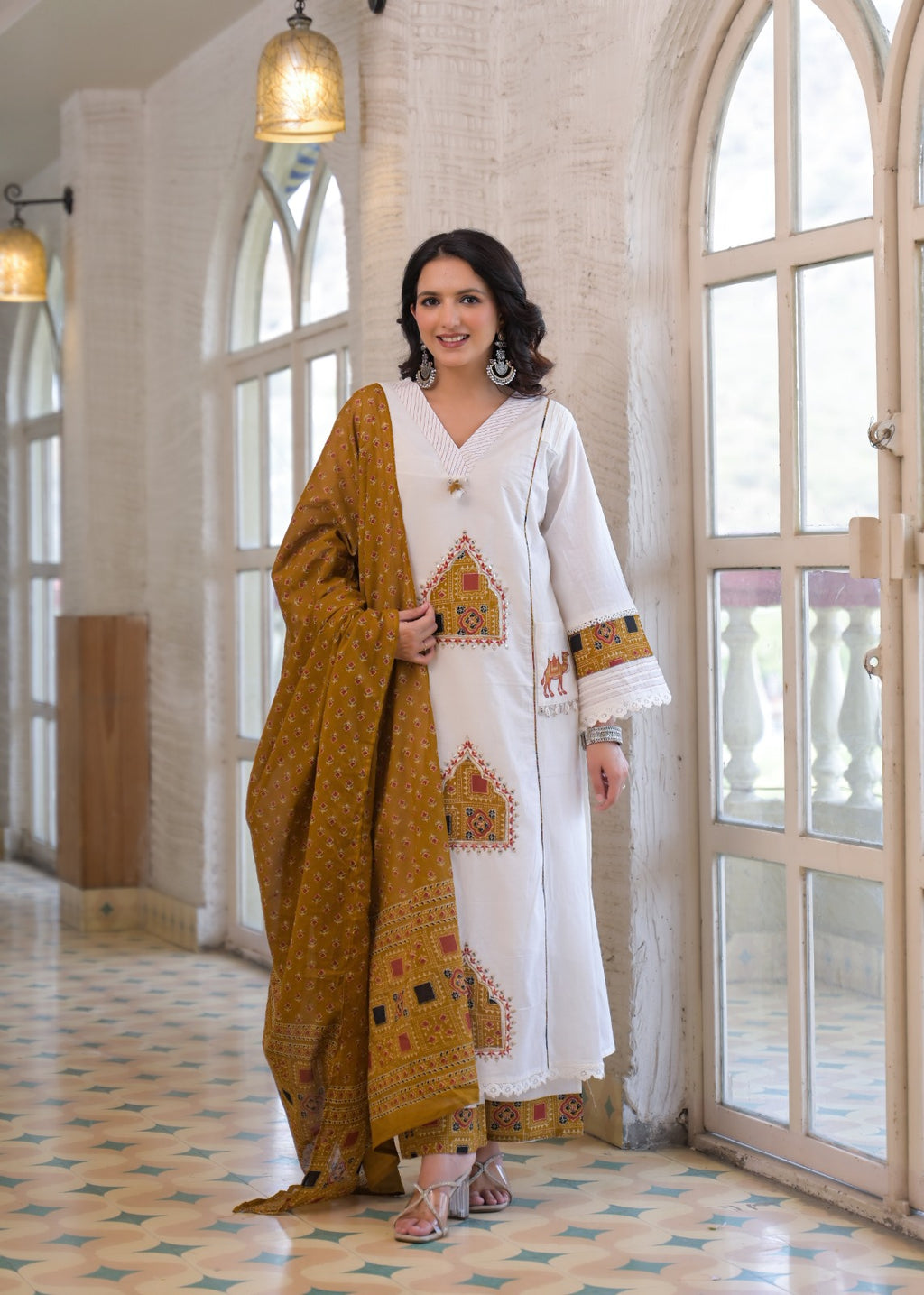Cotton Patchwork Kurta Plazo Set
