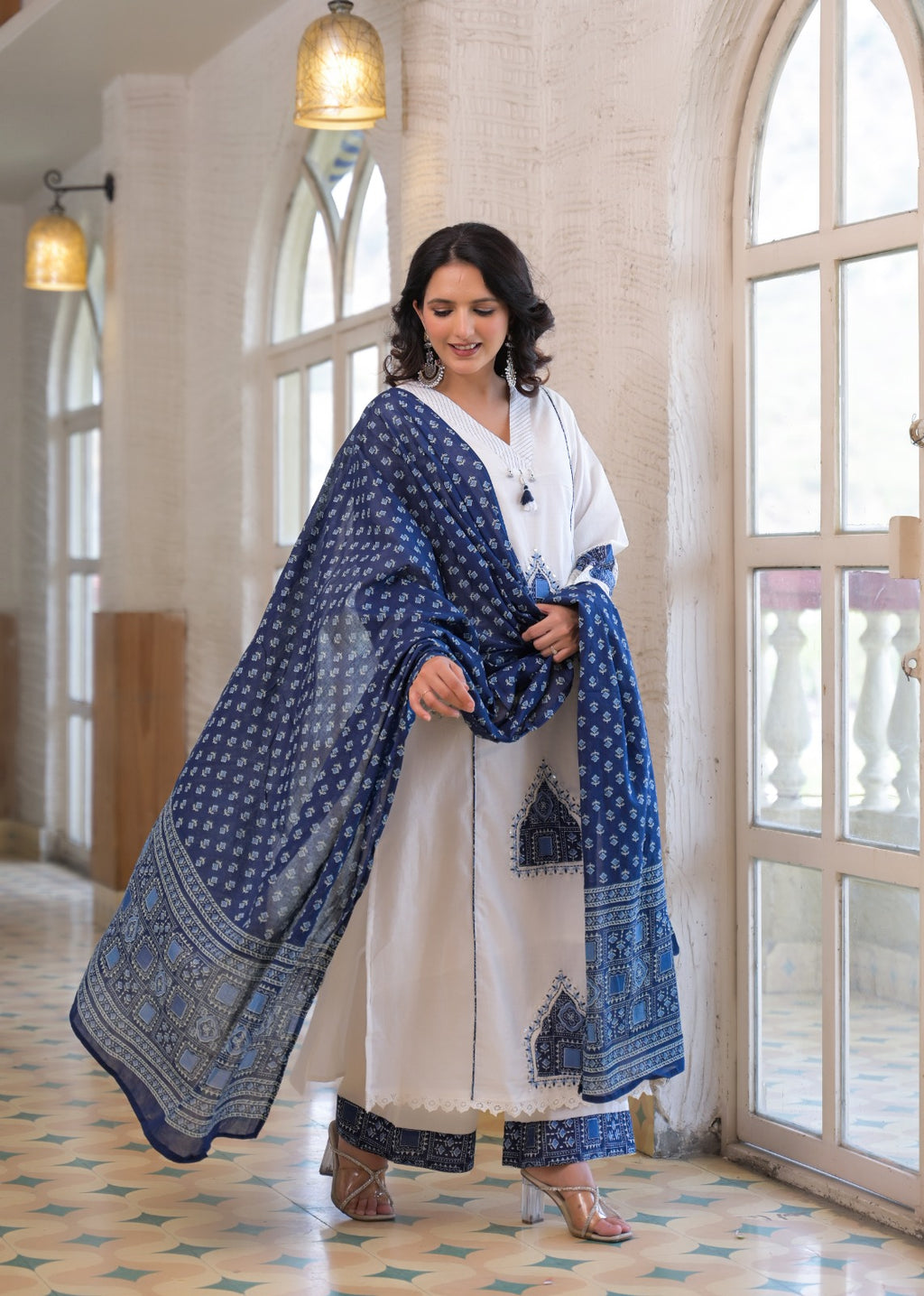 Cotton Patchwork Kurta Plazo Set