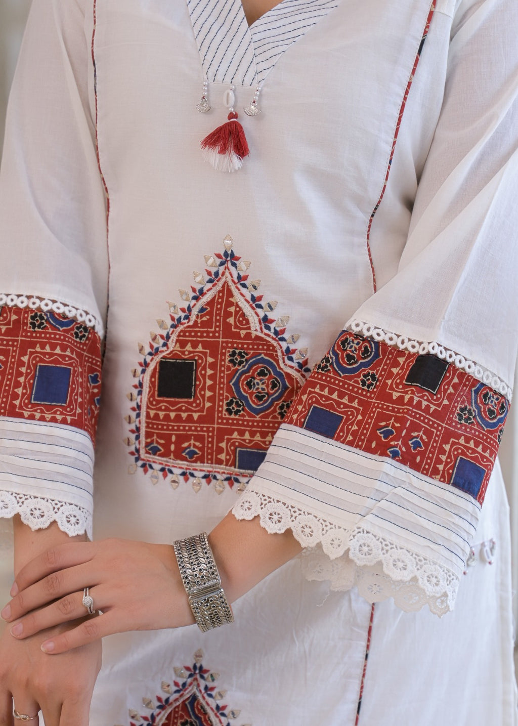 Cotton Patchwork Kurta Plazo Set