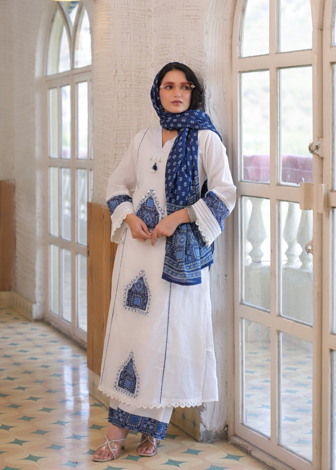 Cotton Patchwork Kurta Plazo Set