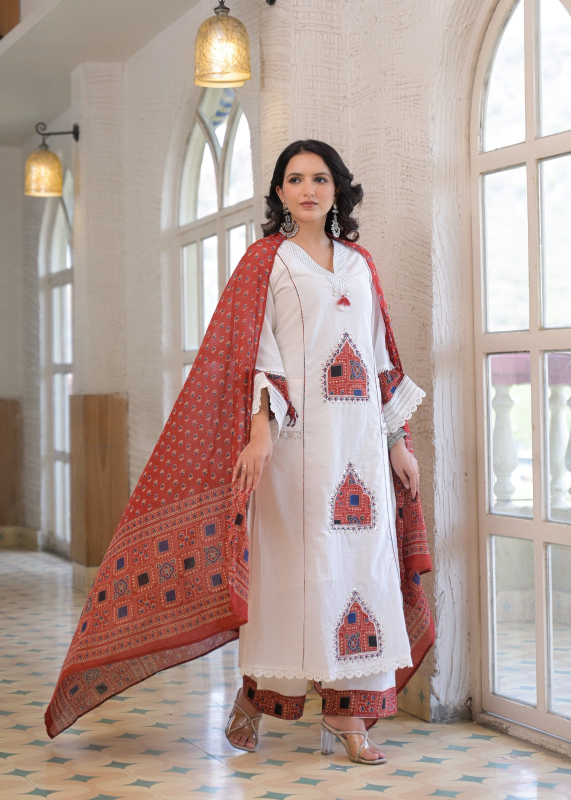Cotton Patchwork Kurta Plazo Set