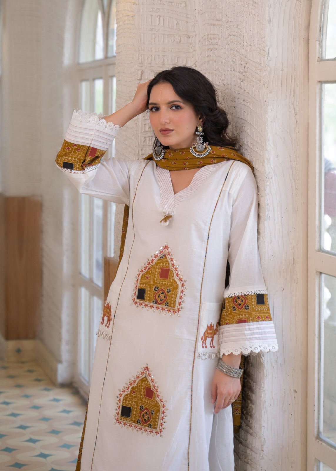 Cotton Patchwork Kurta Plazo Set