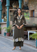 Cotton Embroidered Suit Set with Elegant Lace Work