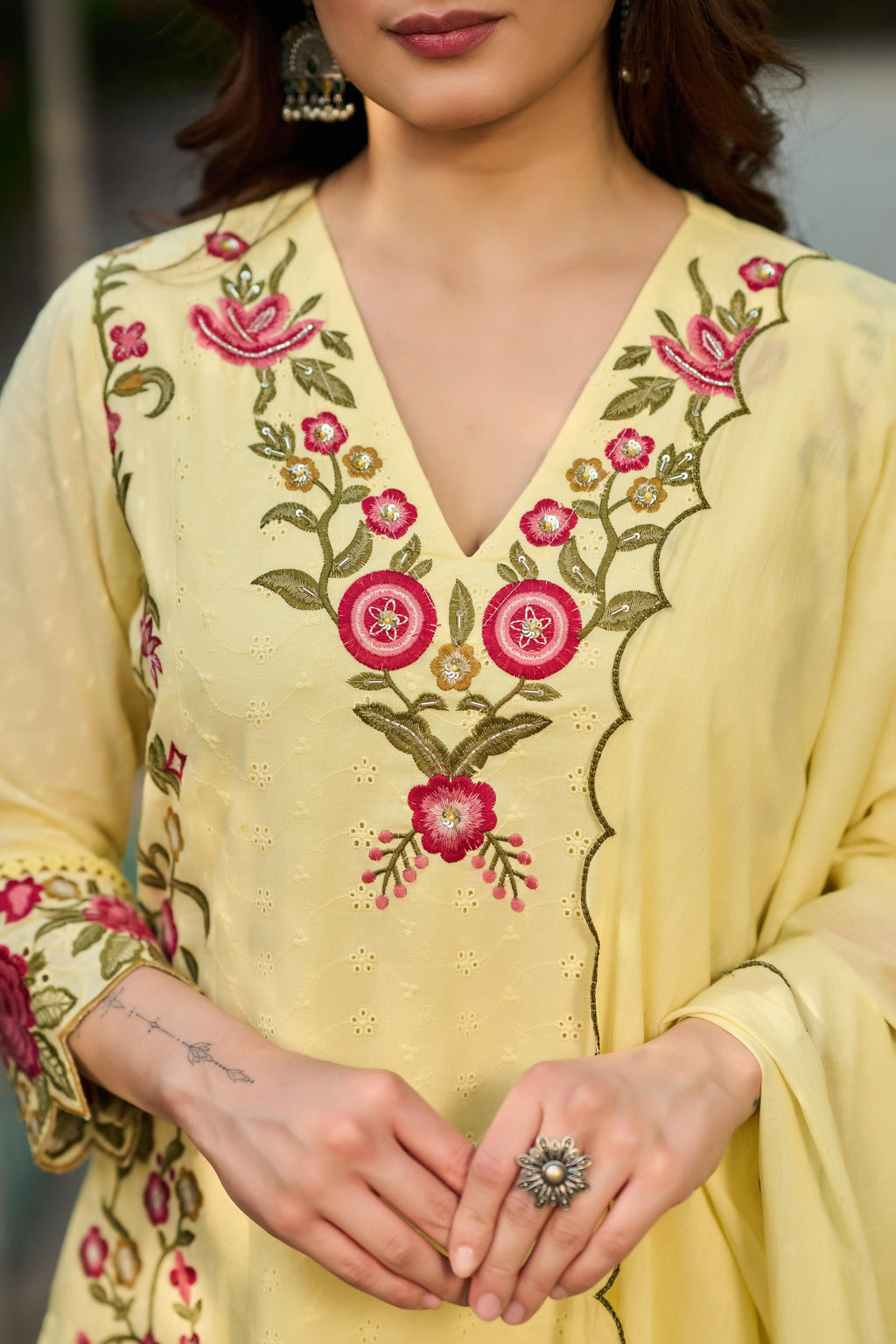 Premium Shiffly Cotton Suit Set with Embroidery & Lace Work | Boutique Collection