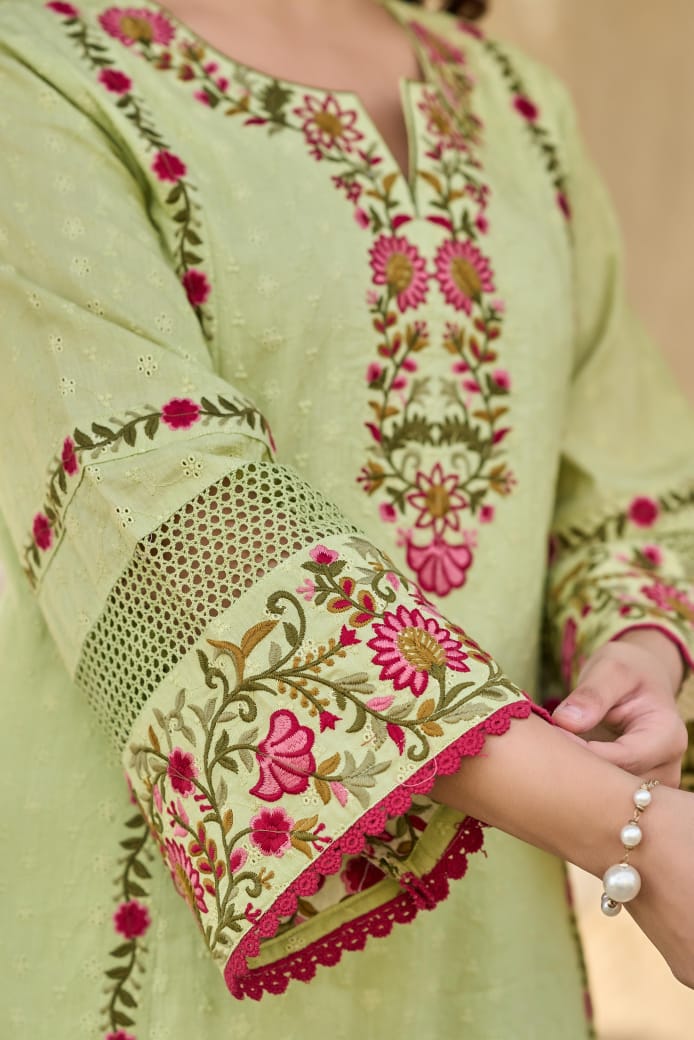 Shiffly Cotton Suit Set with Embroidery work