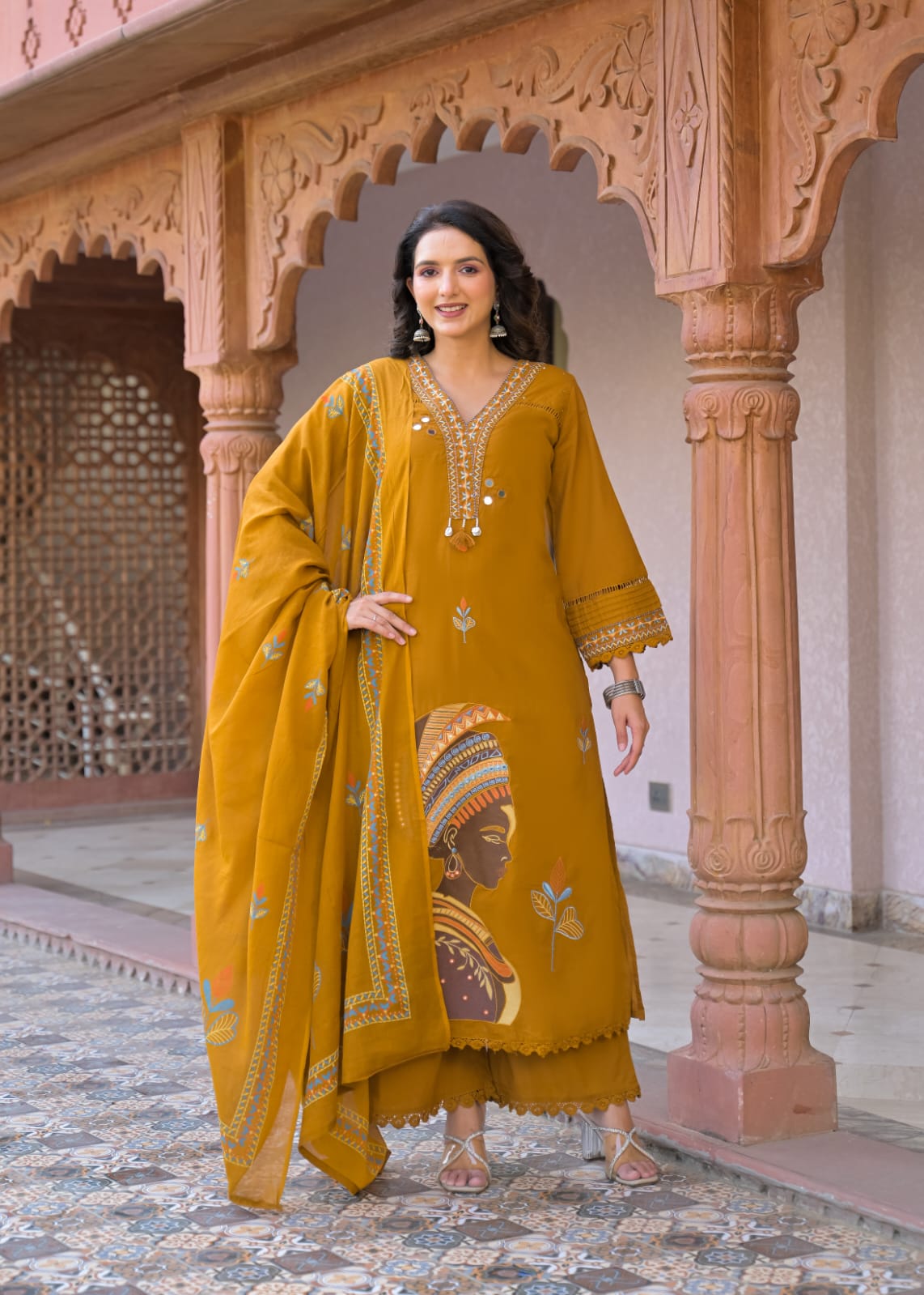Cotton Suit Set with Embroidery kurti