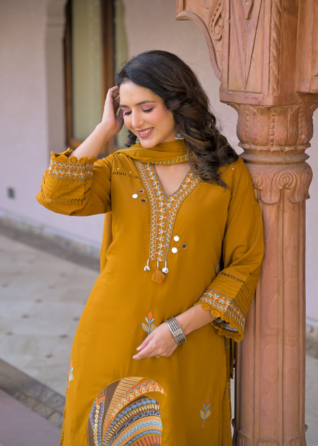 Cotton Suit Set with Embroidery kurti