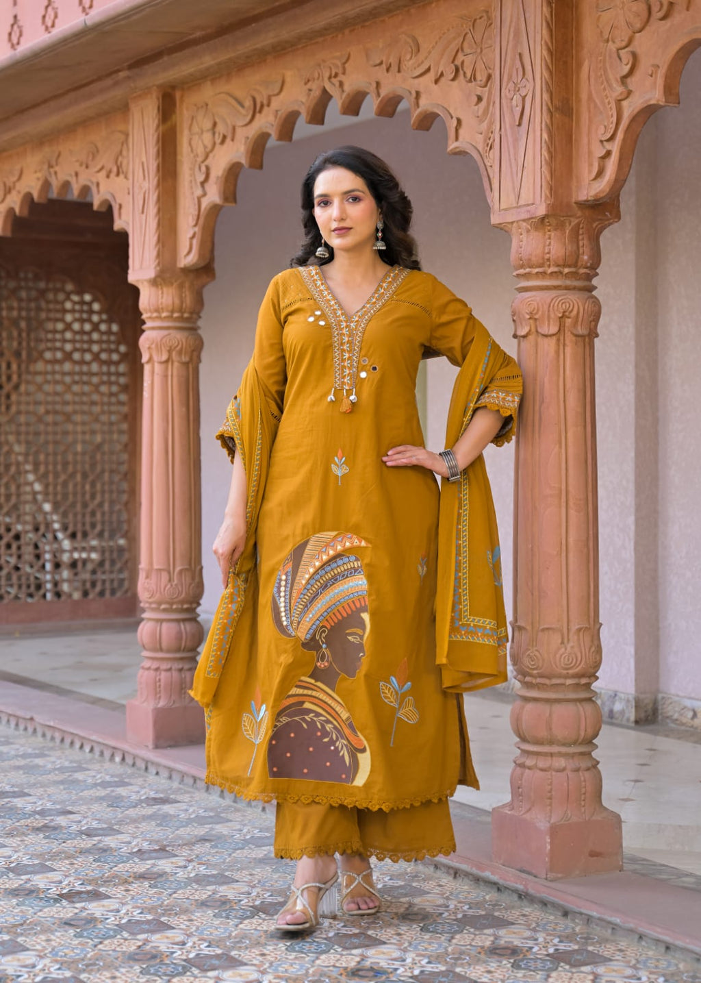 Cotton Suit Set with Embroidery kurti