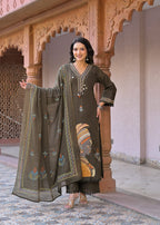 Cotton Suit Set with Embroidery kurti