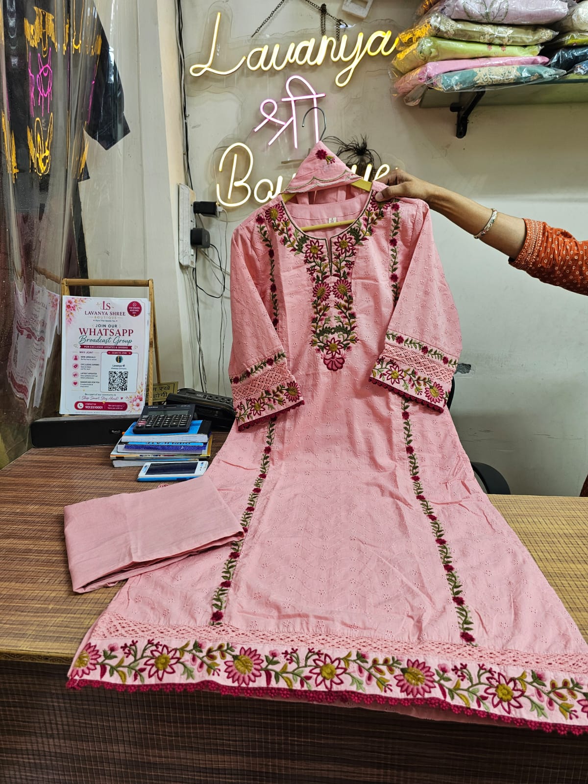 Shiffly Cotton Suit Set with Embroidery work