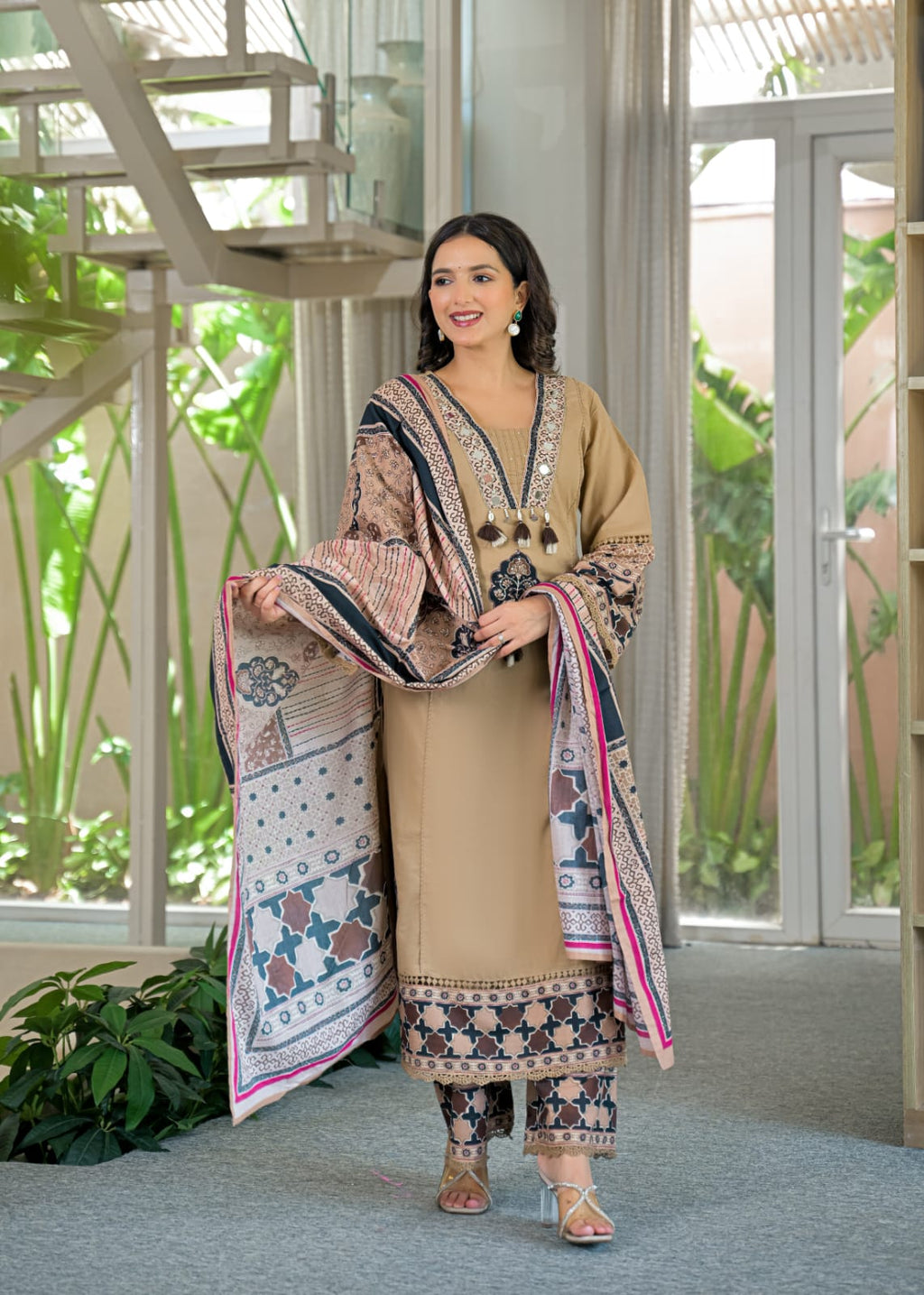 Cotton Suit Set with Hand Embroidery