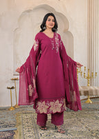 Premium Cotton Embroidered Suit Set with Elegant Lace Work