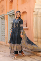 Anarkali Bandhani Suit 3-Pcs | Teej &amp; Rakhi Special | Mirror Work Embroidery