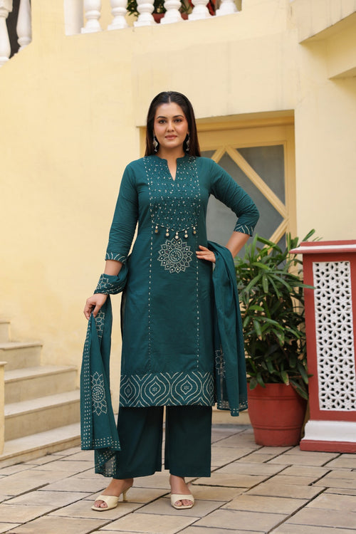 Bandhani Straight Suit 3 Pcs