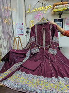 Anarkali Bandhani Suit 3-Pcs | Teej &amp; Rakhi Special | Mirror Work Embroidery