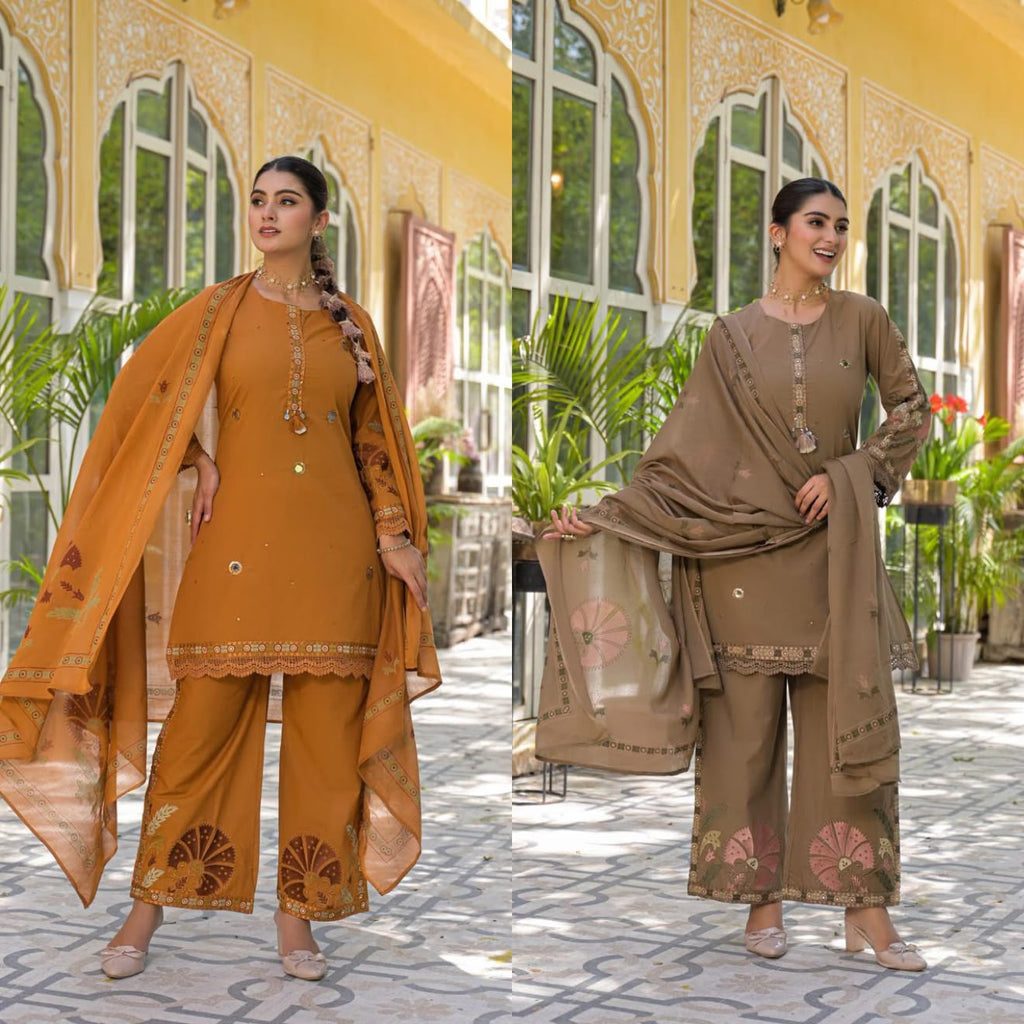 Short Kurti Embroidered Plazo Pant with Dupatta