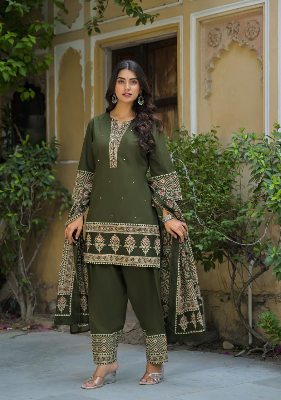 Cotton Farshi Salwar Suit with Matching Mulmul Dupatta | 3-Pcs Set