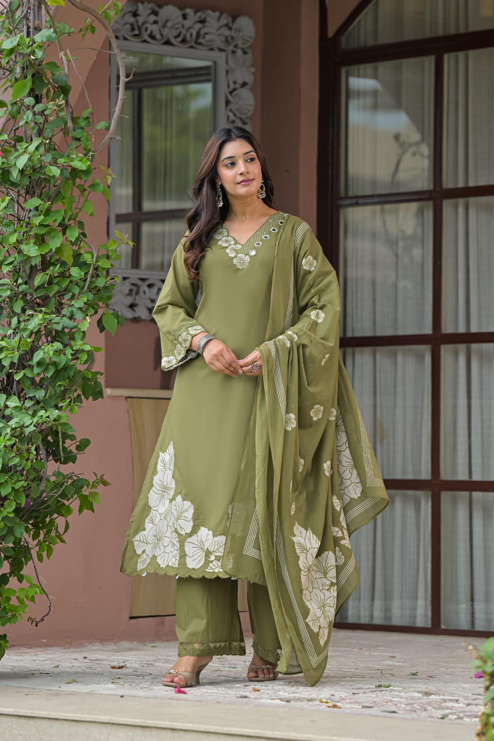 Cotton Embroidered Kurta Plazo Set