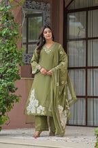 Cotton Embroidered Kurta Plazo Set
