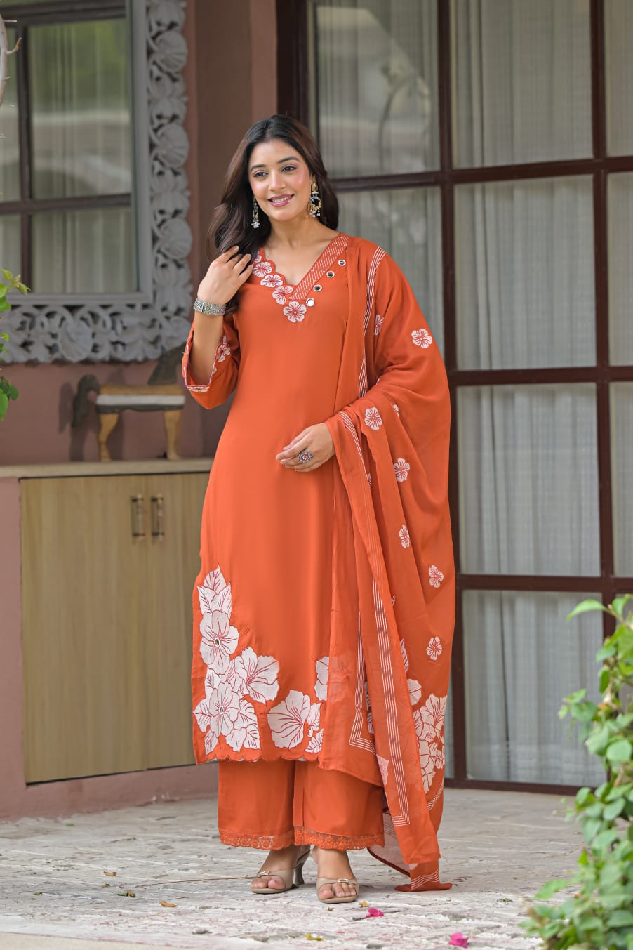 Cotton Embroidered Kurta Plazo Set