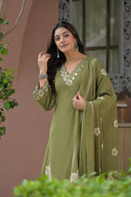Cotton Embroidered Kurta Plazo Set