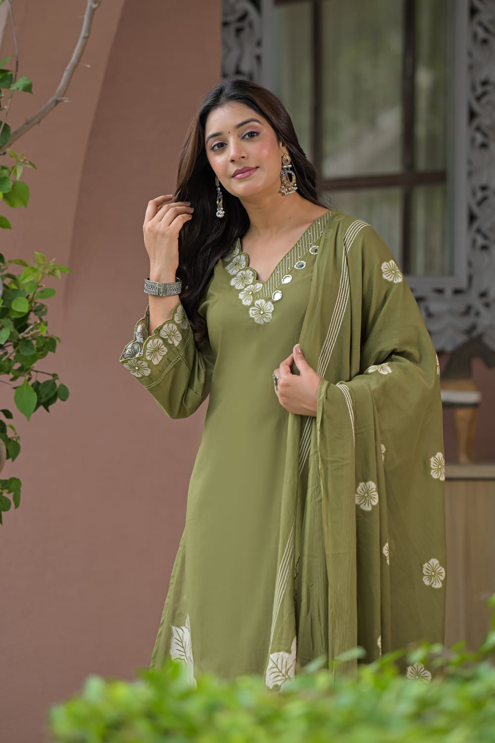 Cotton Embroidered Kurta Plazo Set
