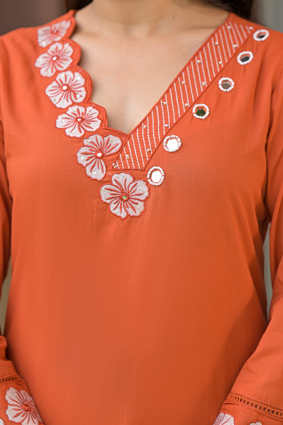 Cotton Embroidered Kurta Plazo Set