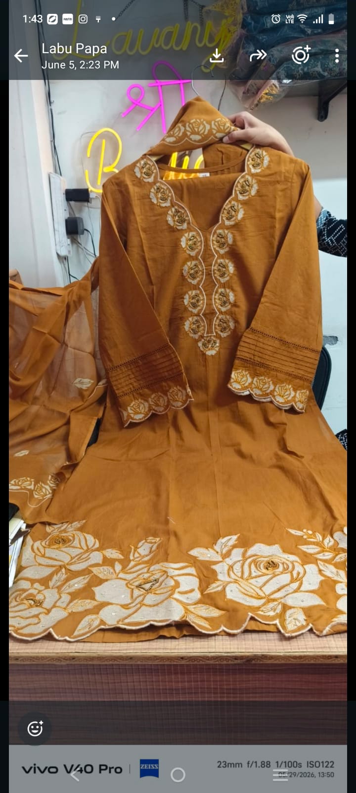 Premium Cotton Embroidered Suit Set with Elegant Lace Work