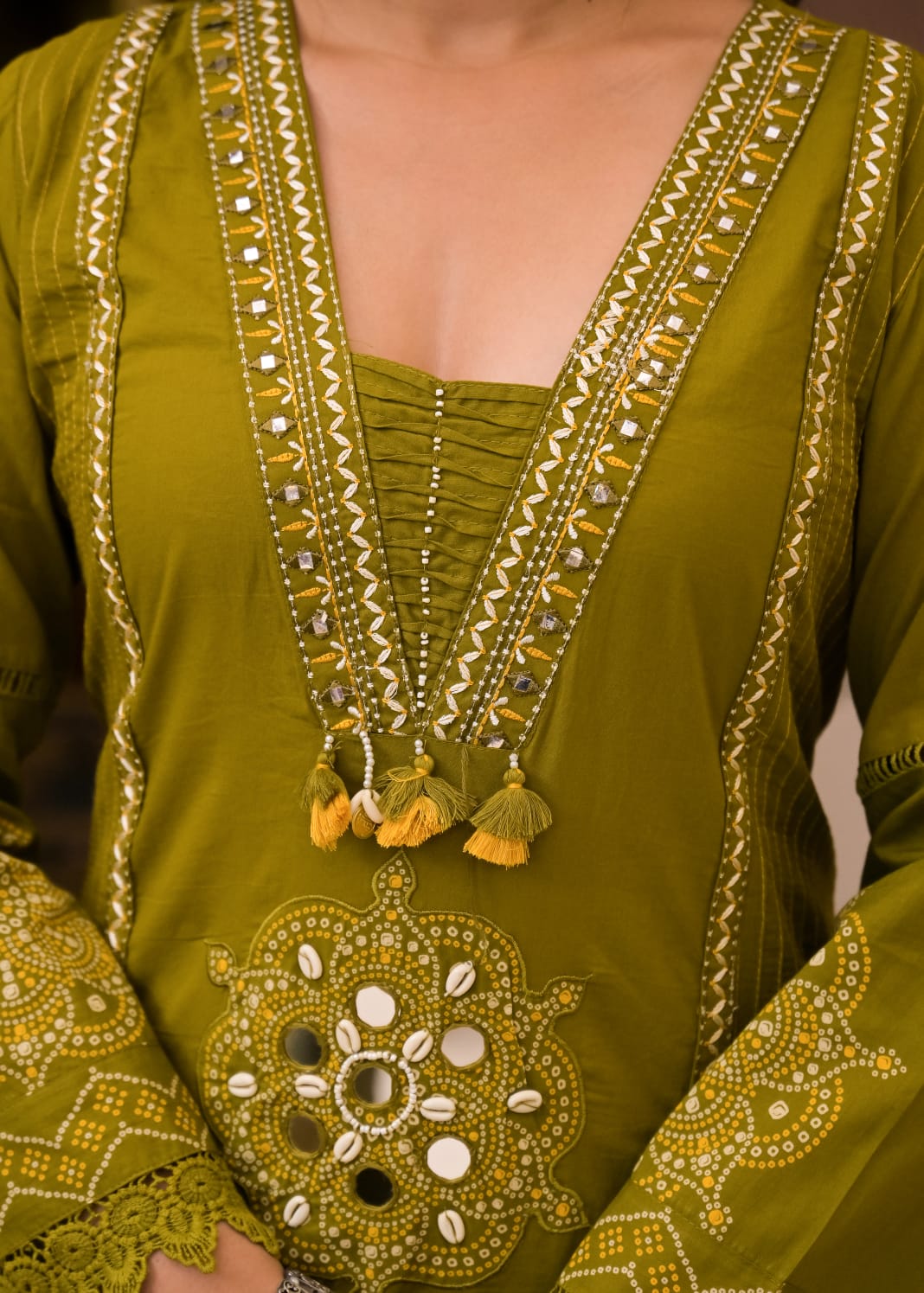 Long Kurta with Palazzo Pant | Mirror Sequin Hand Work & Pintex Detailing | 3-Pcs Suit Set