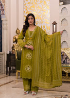 Long Kurta with Palazzo Pant | Mirror Sequin Hand Work & Pintex Detailing | 3-Pcs Suit Set