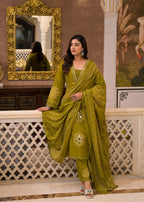 Long Kurta with Palazzo Pant | Mirror Sequin Hand Work & Pintex Detailing | 3-Pcs Suit Set
