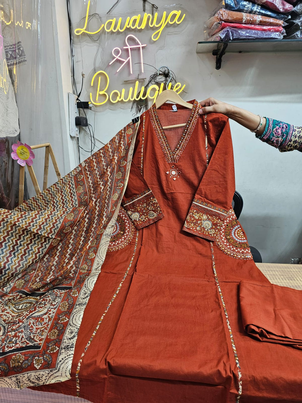 Cotton Kurta Plazo Set with Embroidered Pocket Detailing