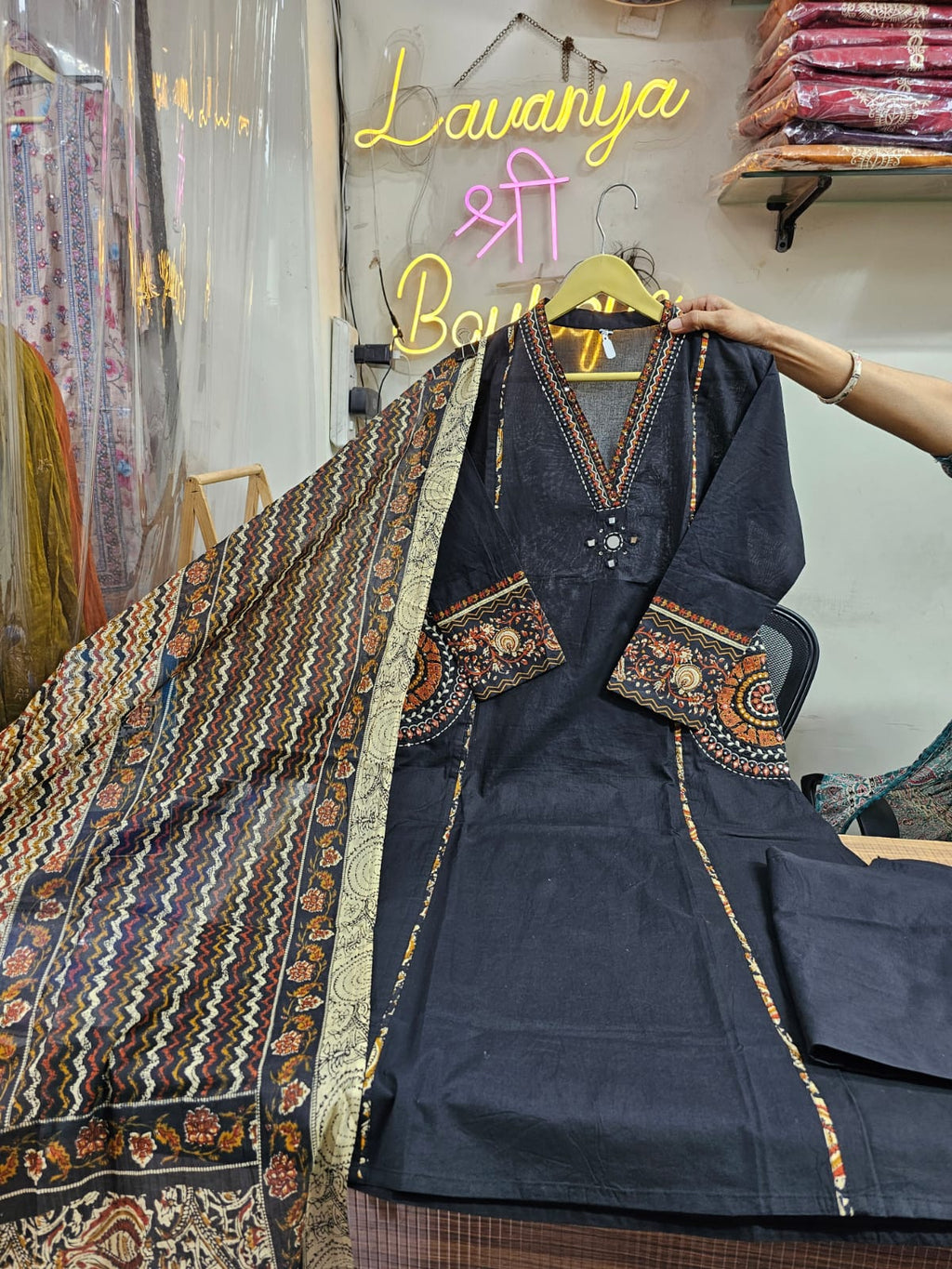 Cotton Kurta Plazo Set with Embroidered Pocket Detailing