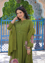 Cotton Suit Set with Embroidery lace work