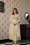 Cotton Suit Set with Embroidery Ivory color