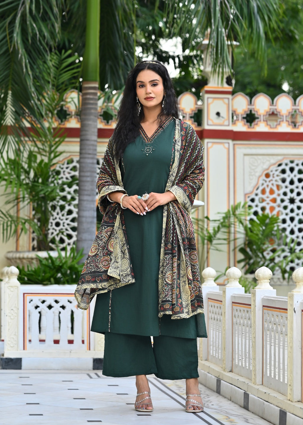 Cotton Kurta Plazo Set with Embroidered Pocket Detailing