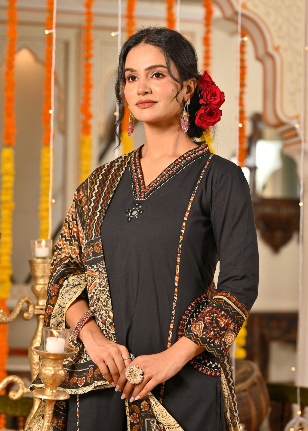 Cotton Kurta Plazo Set with Embroidered Pocket Detailing