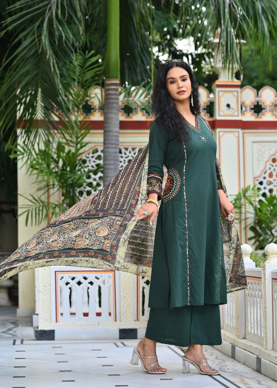 Cotton Kurta Plazo Set with Embroidered Pocket Detailing