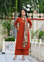 Cotton Kurta Plazo Set with Embroidered Pocket Detailing