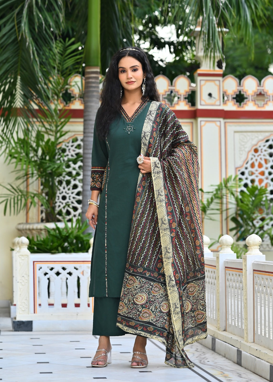 Cotton Kurta Plazo Set with Embroidered Pocket Detailing