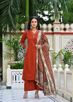 Cotton Kurta Plazo Set with Embroidered Pocket Detailing
