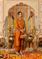 Cotton Kurta Plazo Set with Embroidered Pocket Detailing