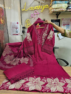 Premium Cotton Embroidered Suit Set with Elegant Lace Work
