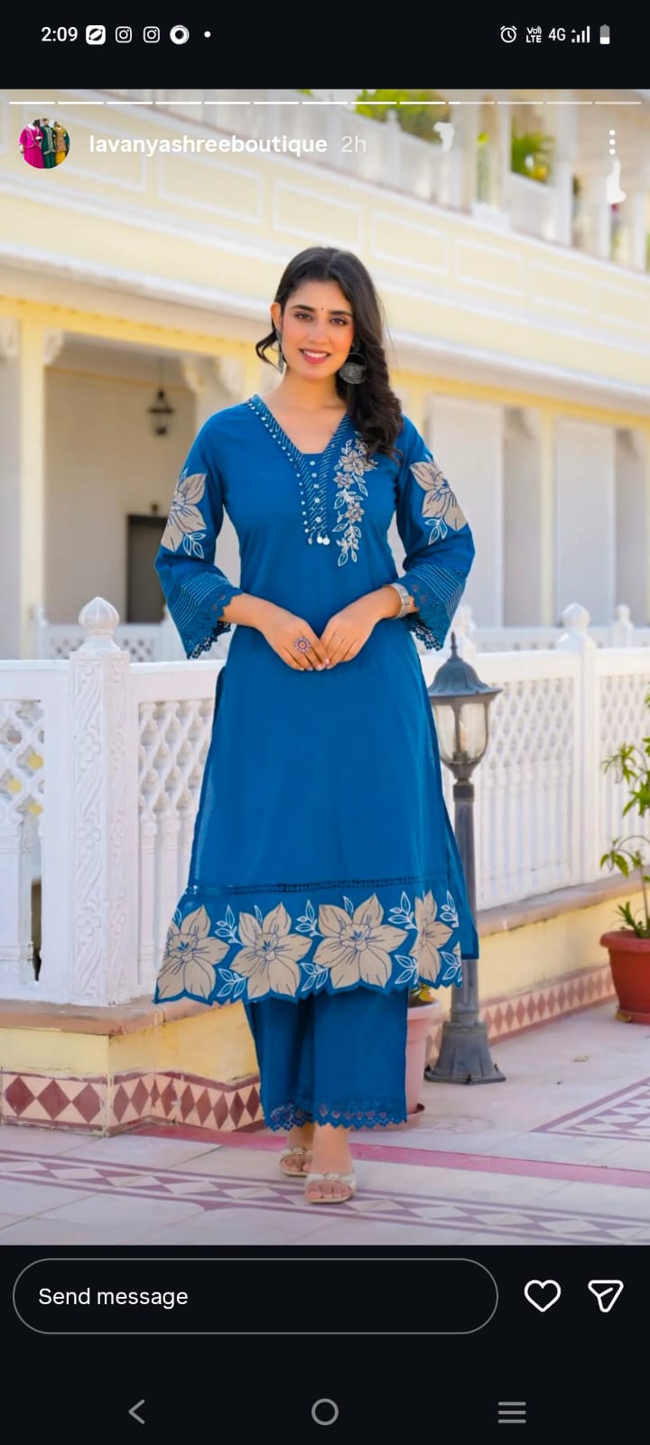 Premium Cotton Embroidered Suit Set with Elegant Lace Work
