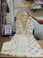 Cotton Suit  with Embroidery & laces work