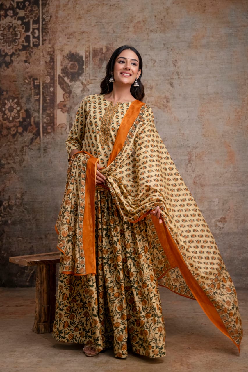 Short Kurta With Skirt and Dupatta