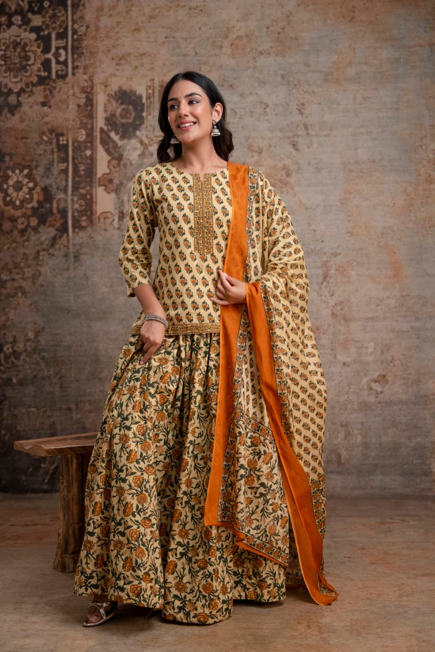 Short Kurta With Skirt and Dupatta