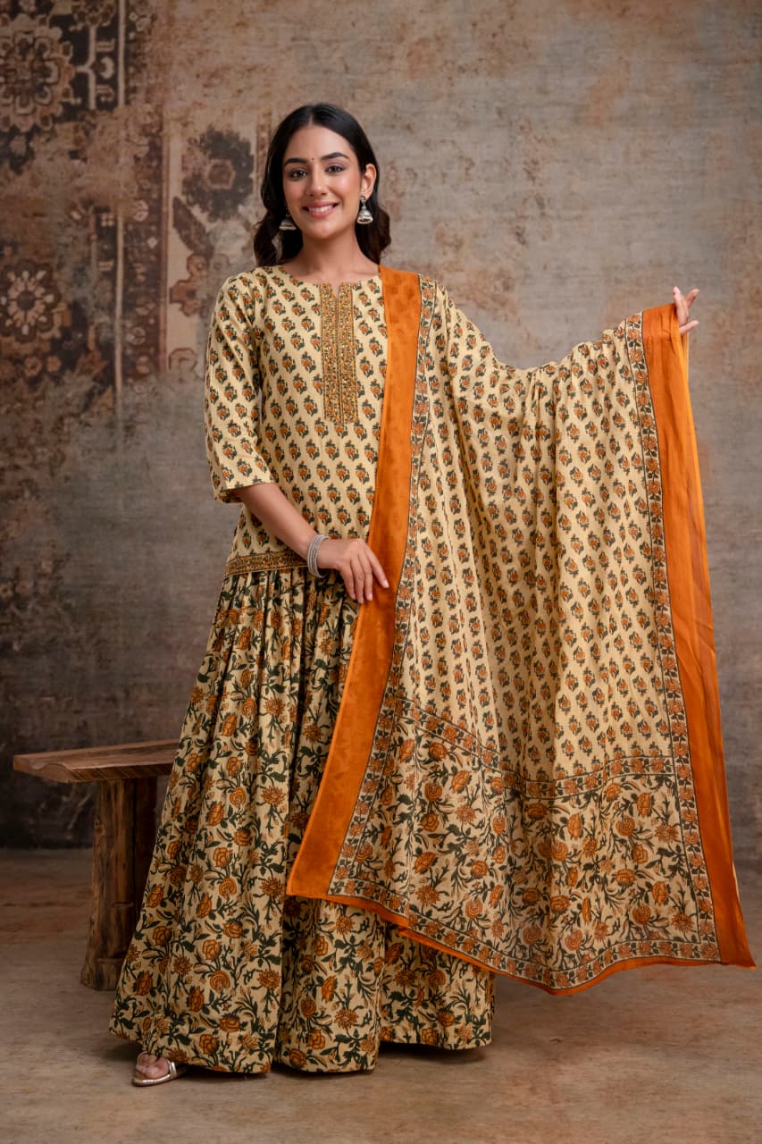 Short Kurta With Skirt and Dupatta