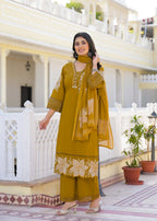 Premium Cotton Embroidered Suit Set with Elegant Lace Work